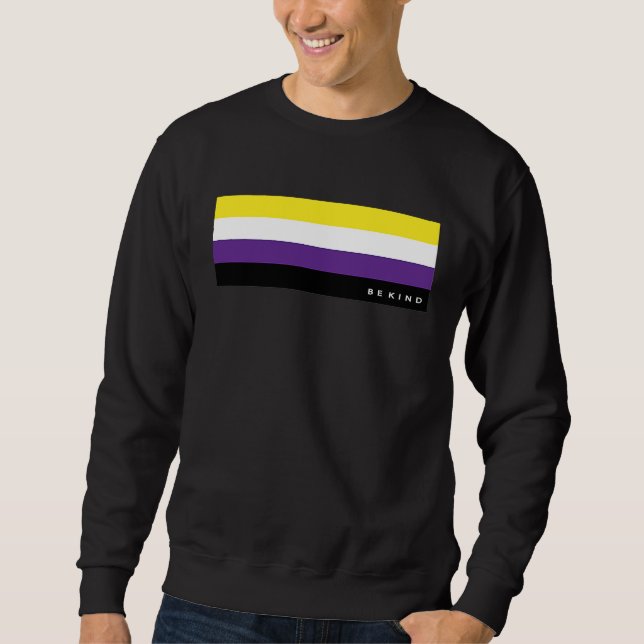 Sweatshirt Good & Happy Nonbinary Gay Pride Rainbow Flag LGBT (Devant)