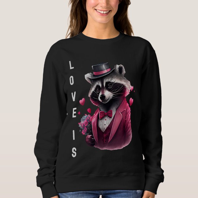 Sweatshirt Gorgeous Love is With Heart Animal Valentine's day (Devant)