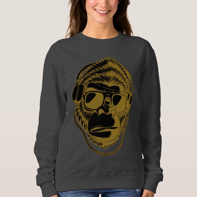 Sweatshirt Gorilla Musique Cool design (Devant)