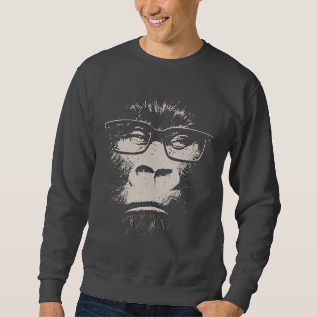 Sweatshirt Gorille de hippie avec des verres (Devant)