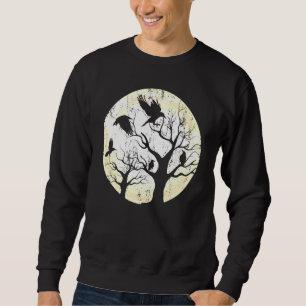 Sweatshirt Gothic Animal Forest Bird Raven Creepy Night Moonl