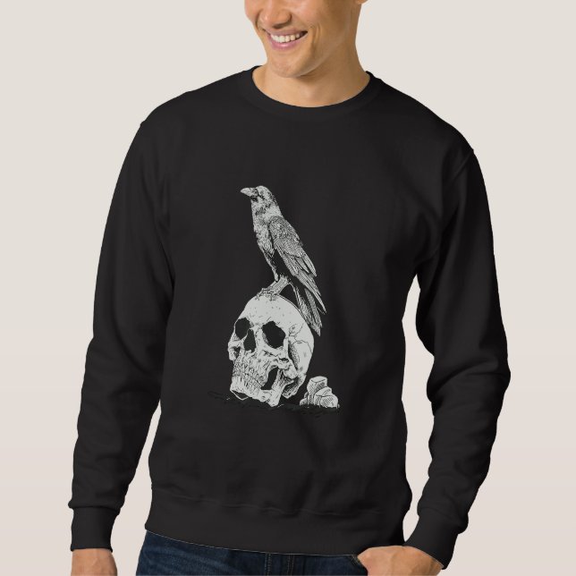 Sweatshirt Gothic Animal Raven Creepy Bird Skull Spooky Vikin (Devant)