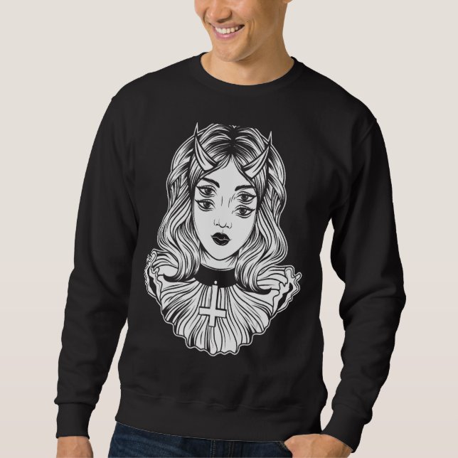 Sweatshirt Gothic Devil Girl Satanic Goth Occult Occultism Ha (Devant)