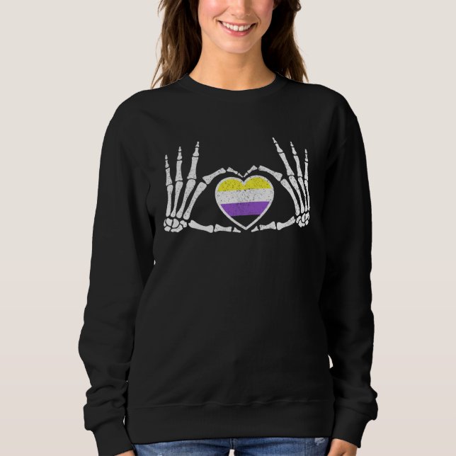 Sweatshirt Gothic Goth Skeleton Non Binary LGBTQ Halloween Co (Devant)