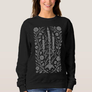 Sweatshirt Gothique Floral Candelabrum - Vintage Line Art