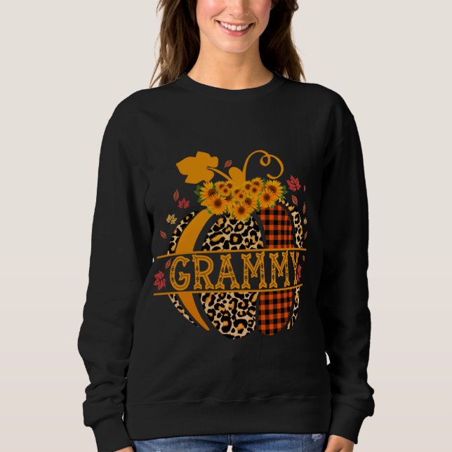 Sweatshirt Grammy Citrouille Empreinte de léopard Tournesol G (Devant)