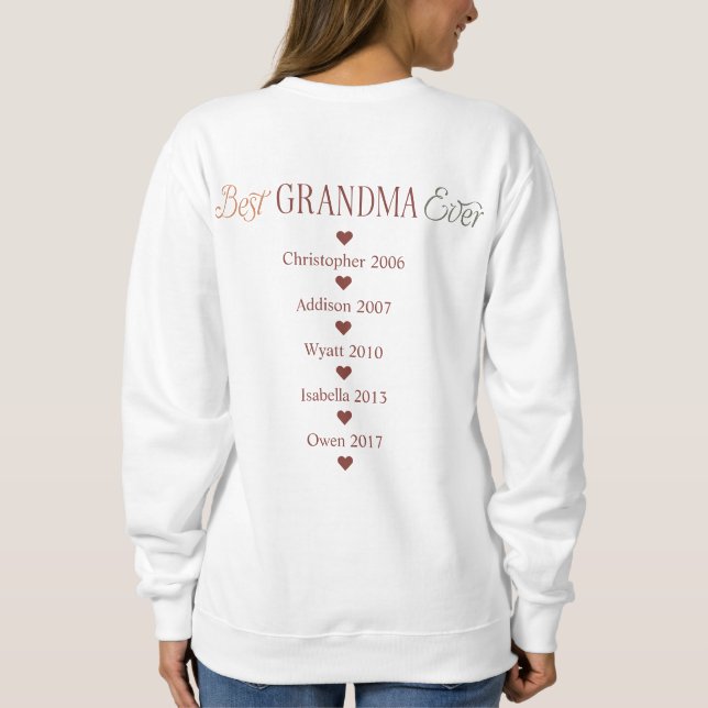 Sweatshirt Grand-Enfants Noms Années Meilleure Grand-Mère Jam (Dos)