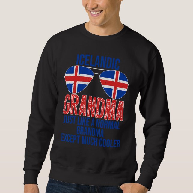 Sweatshirt Grand-mère islandaise Drapeau islandais Lunettes d (Devant)
