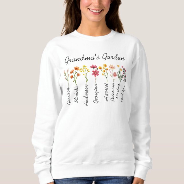 Sweatshirt Grand-mère Jardin personnalisé cadeau de fleur de  (Devant)
