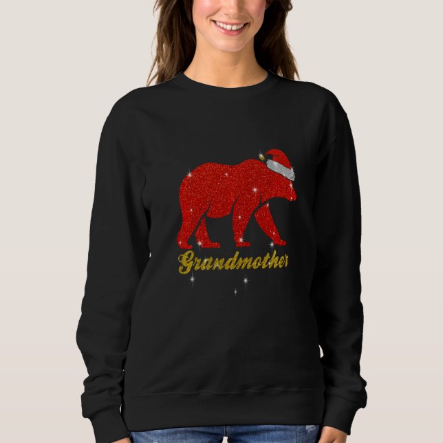 Sweatshirt Grand-mère Ours Porter Santa Chapeau Correspondant (Devant)