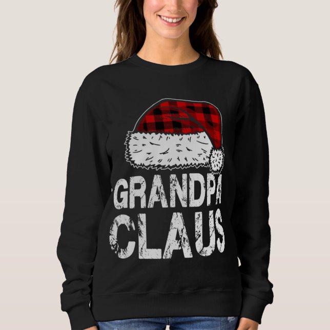 Sweatshirt Grand-père Claus Santa Hat Red Buffalo Plaid Chris (Devant)