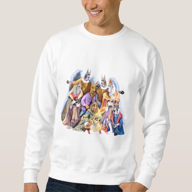 Sweatshirt Grande Dane Noël Nativité (Devant)