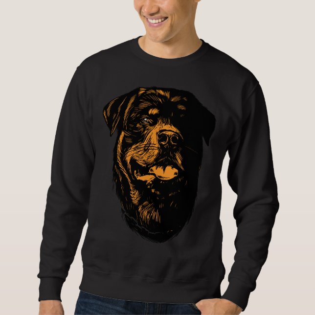 Sweatshirt Grande Qui Comprend Le Visage D'Un Chien Rottweile (Devant)