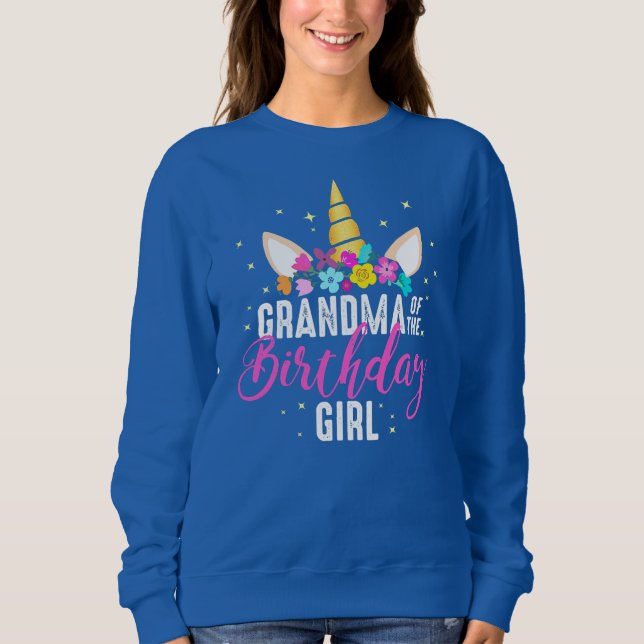 Sweatshirt Grandma Of The Birthday Girl Grandma Gift Unicorn (Devant)