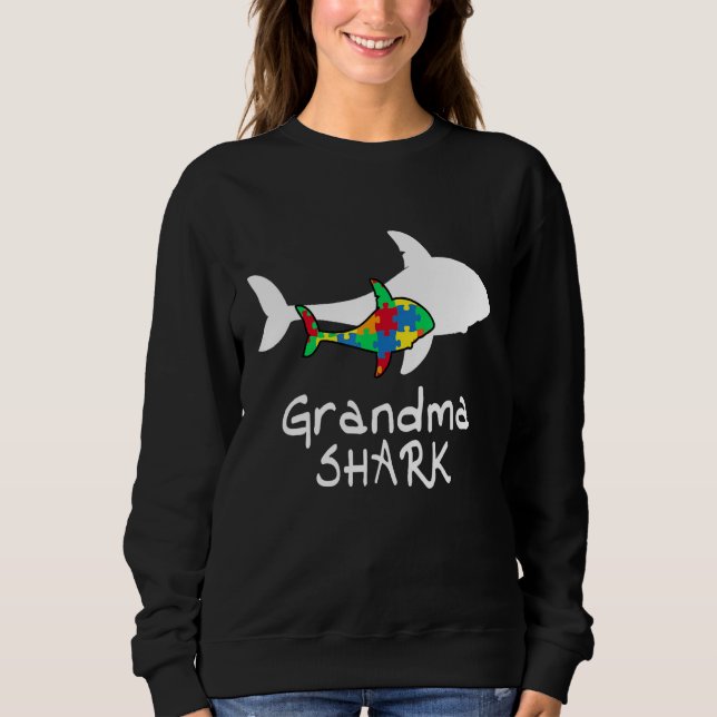 Sweatshirt Grandma Shark Puzzle pièce Cool Sensibilisation su (Devant)