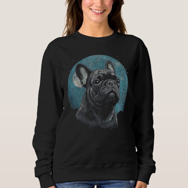 Sweatshirt Graphique de Pleine lune de Bulldog français pour  (Devant)