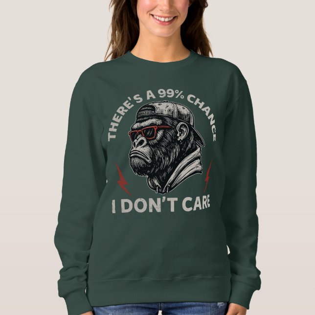 Sweatshirt Graphique de singe sarcastique en Casquette et nua (Devant)