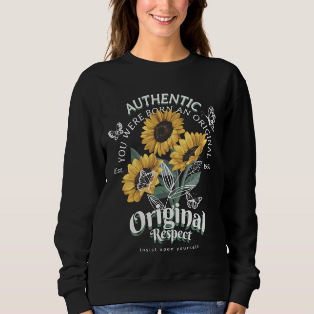 Sweatshirt Graphique des tournesols et papillons (Devant)