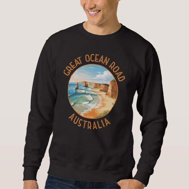 Sweatshirt Great Ocean Road Australie Trouvé Cercle Retro (Devant)