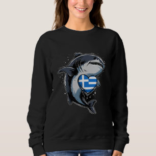Sweatshirt Grèce Drapeau Grecque Fierté Coeur Requin Racines