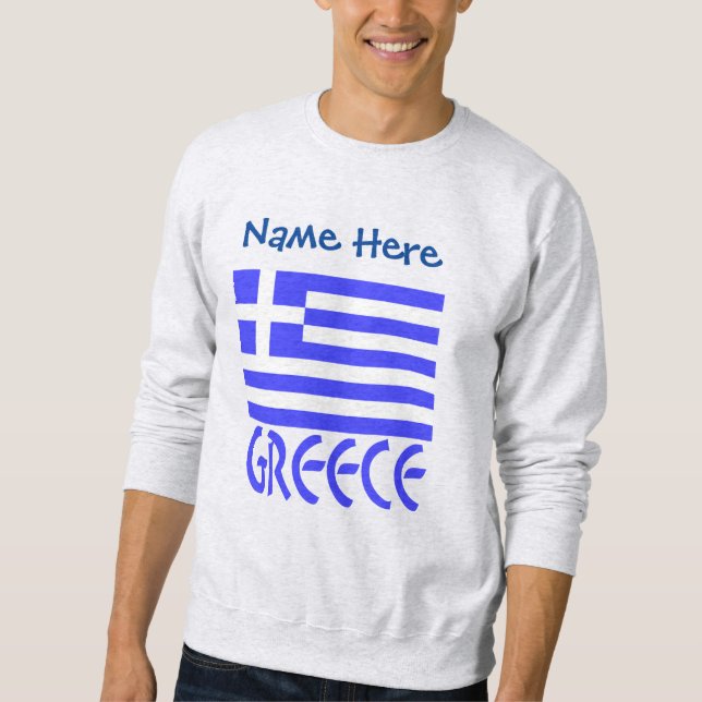 Sweatshirt Grèce et drapeau grec Personnalisation bleue Homme (Devant)