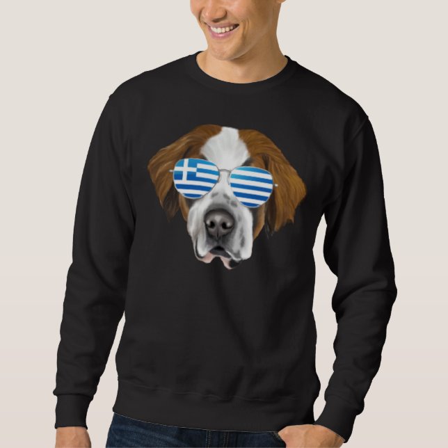 Sweatshirt Greek Flag St Bernard Dog Greece Pocket (Devant)