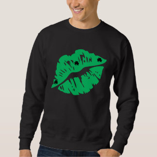 Sweatshirt Green Shamrock Lips Kiss St Patricks Day Irish Wom