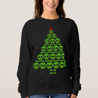Sweatshirt Green Skull and Bones Christmas Tree