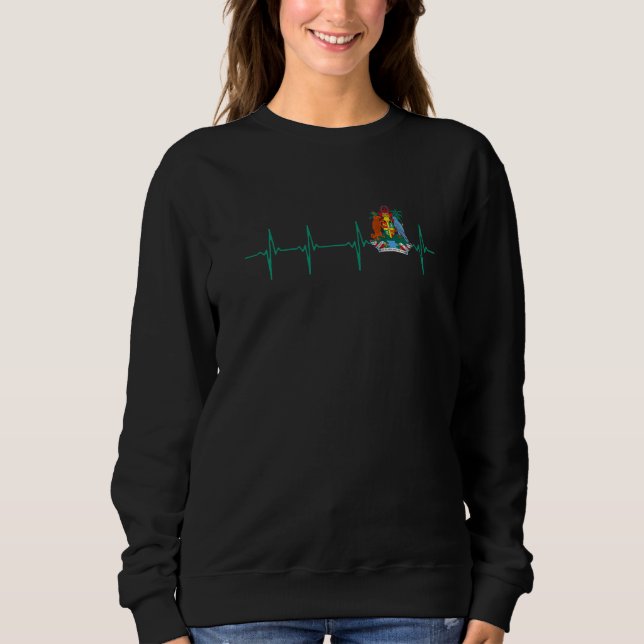 Sweatshirt Grenada Love Heartbeat Grenadian Flag With Grenada (Devant)