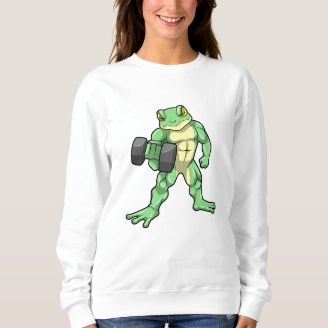 Sweatshirt Grenouille à Bodybuilding avec Dumbbell (Devant)