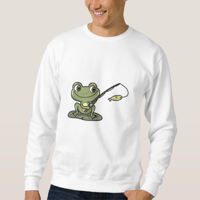 Sweatshirt Grenouille à la pêche avec canne à pêche (Devant)