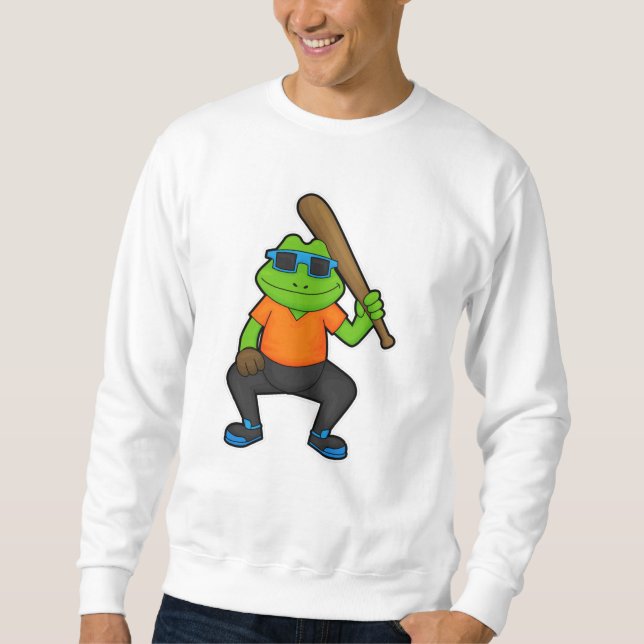 Sweatshirt Grenouille au baseball avec batte de baseball et l (Devant)