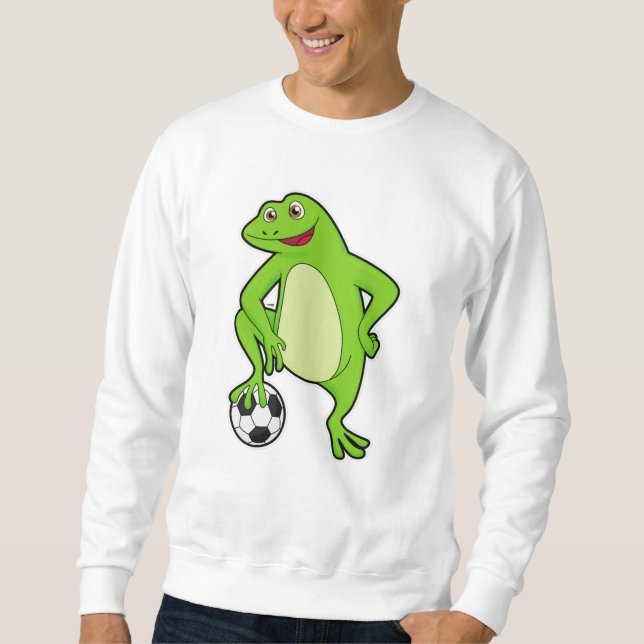 Sweatshirt Grenouille comme joueur de football avec balle de  (Devant)