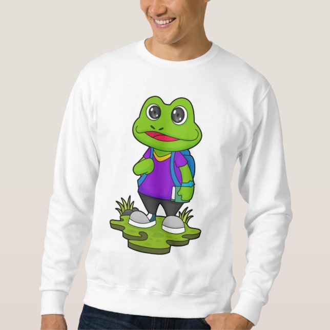 Sweatshirt Grenouille comme randonneur avec sac à dos (Devant)