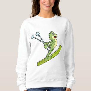 Sweatshirt Grenouille comme sauteur de ski avec Ski.PNG