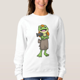 Sweatshirt Grenouille en coiffeur avec sèche-cheveux