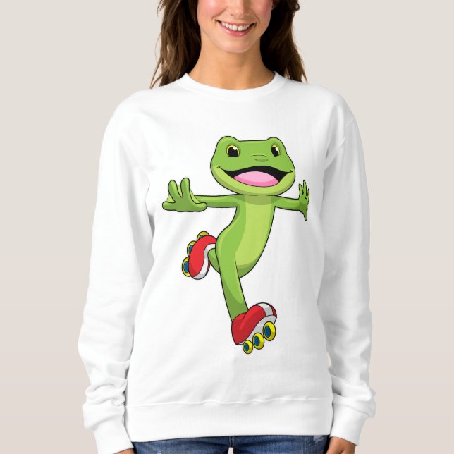 Sweatshirt Grenouille en Patinage en ligne avec Roller skates (Devant)