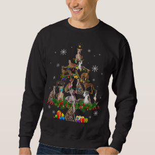 Sweatshirt Greyhound Arbre de Noël Lumières Drôle Chien Xmas 