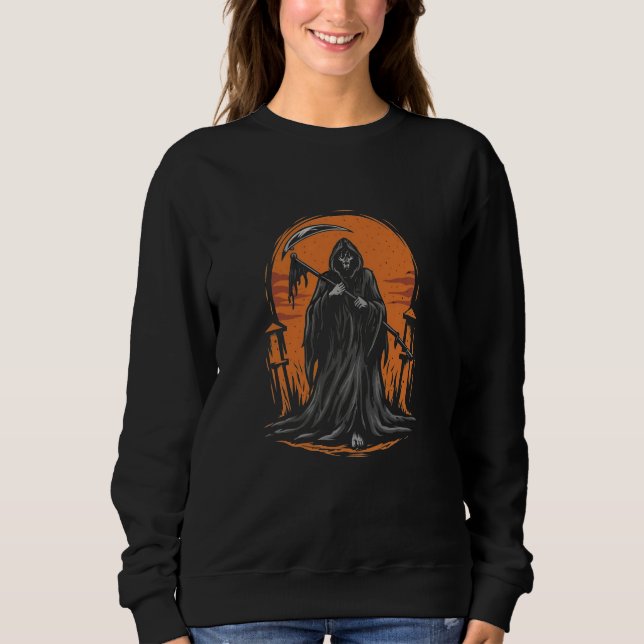 Sweatshirt Grim Reaper Cartoon in Sunset Graveyard (Devant)