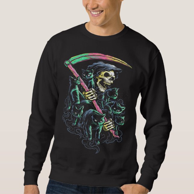 Sweatshirt Grim Reaper Ride Satan Cat Demonic Evil (Devant)
