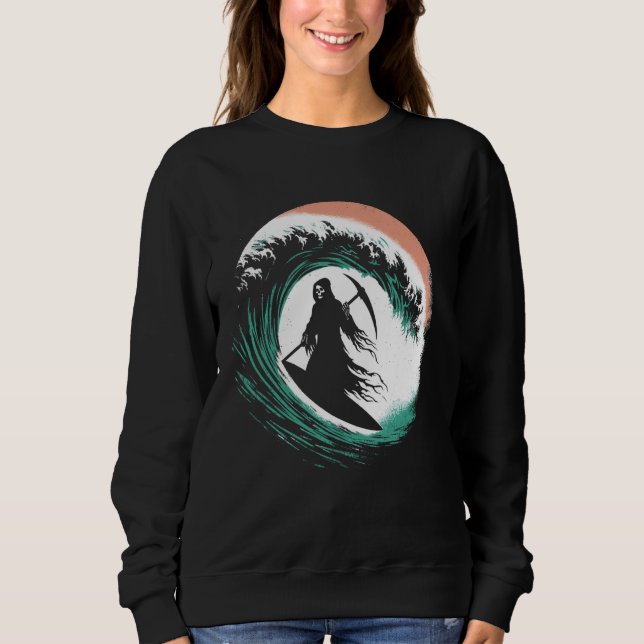 Sweatshirt Grim Reaper Surf - Costume Éffrayant Halloween Sur (Devant)