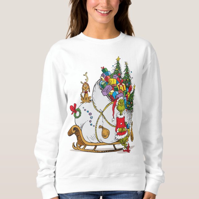Sweatshirt Grinch classique | Grinch & Max avec Sleigh (Devant)