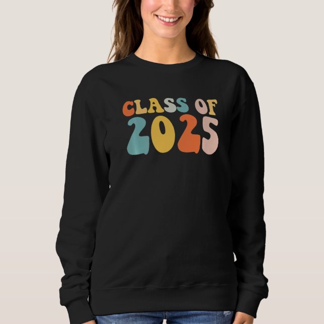 Sweatshirt Groovy Class Of 2025 Senior Junior 12th Grade Back (Devant)