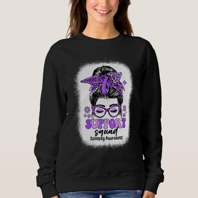 Sweatshirt Groovy Support Squad Messy Bun Epilepsy Awareness (Devant)