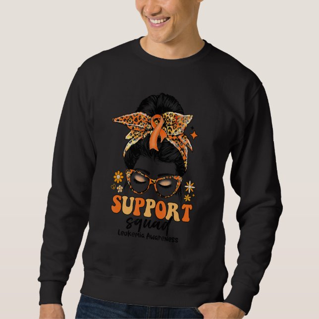 Sweatshirt Groovy Support Squad Messy Bun Women Leukemia Awar (Devant)