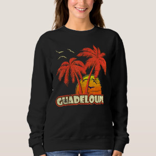 Sweatshirt Guadeloupe Palmiers d'été 80s Coucher de soleil su