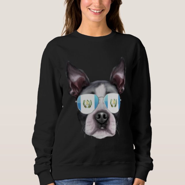 Sweatshirt Guatemala Flag Boston Terrier Dog Guatemala Pocket (Devant)