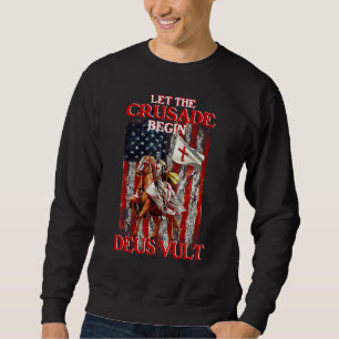Sweatshirt Guerrier de Dieu Drapeau Américain Croisé Chevalie