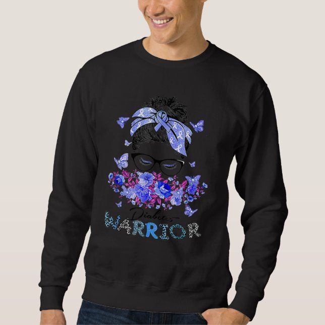 Sweatshirt Guerrier du diabète T1d Messy Bun Cheveux Diabète  (Devant)