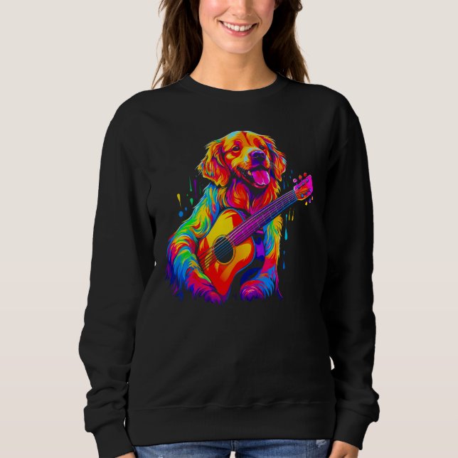 Sweatshirt Guitar Golden Retriever Dog (Devant)
